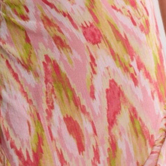 NWT Ramy Brook “Anika” ruffle chiffon maxi pink and light green hues. Size 4 - Picture 5 of 16